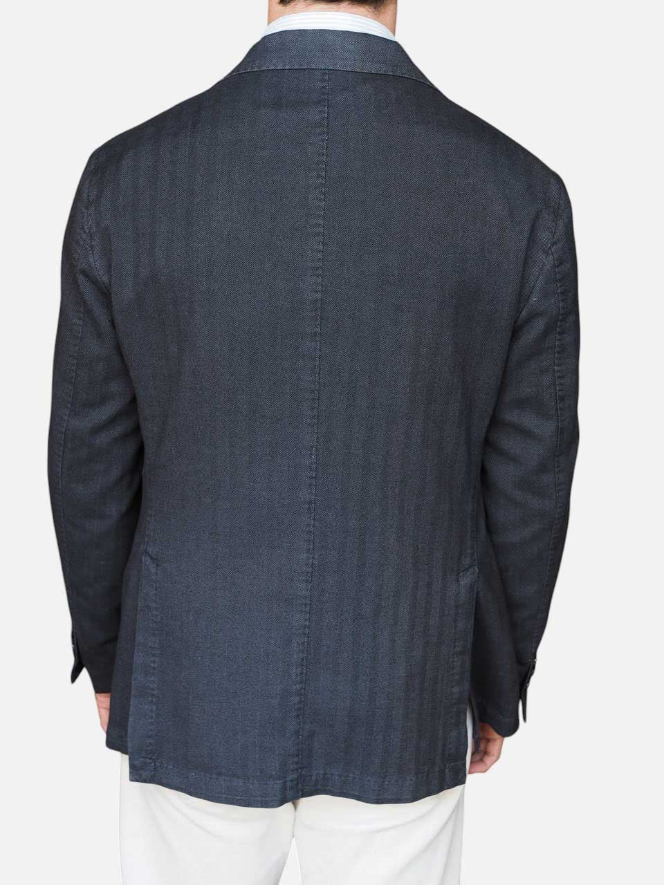 L.B.M 1911 Cotton Herringbone Blazer Navy