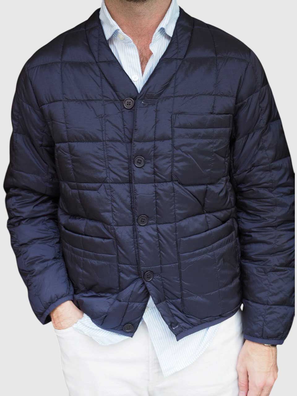 Universal Works Taion Down Cardigan Navy