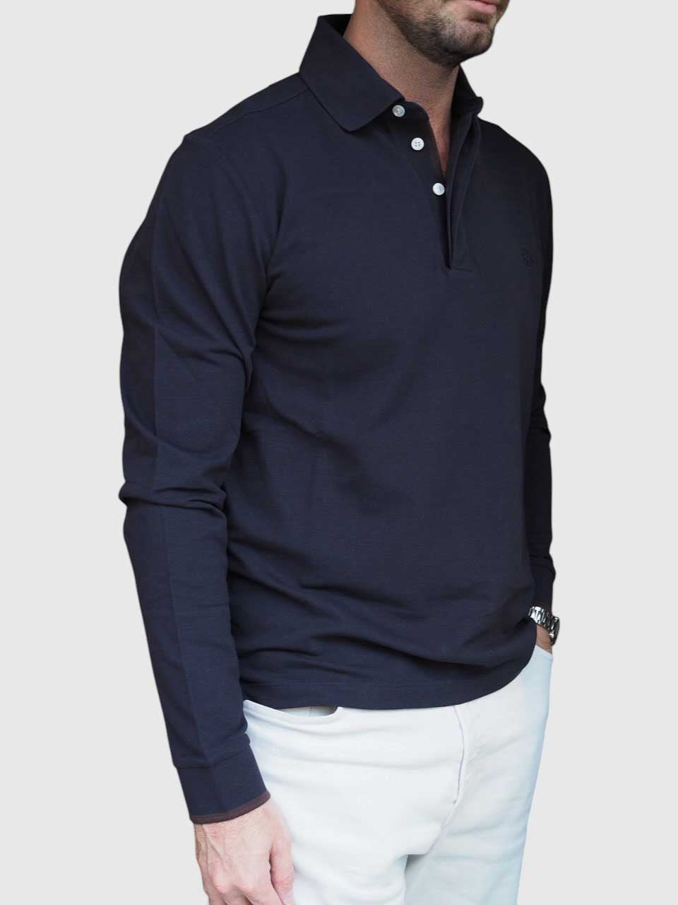 Jacob Cohën Long Sleeve Polo navy
