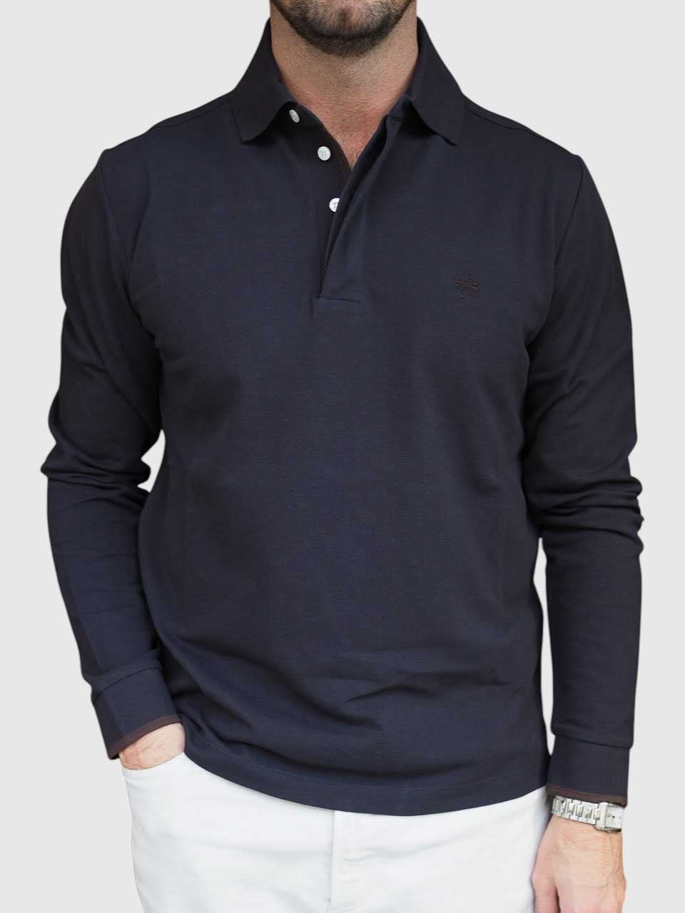 Jacob Cohën Long Sleeve Polo navy