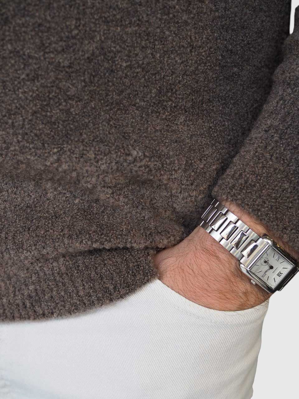 Morgano Knitted Long Sleeve Polo Brown