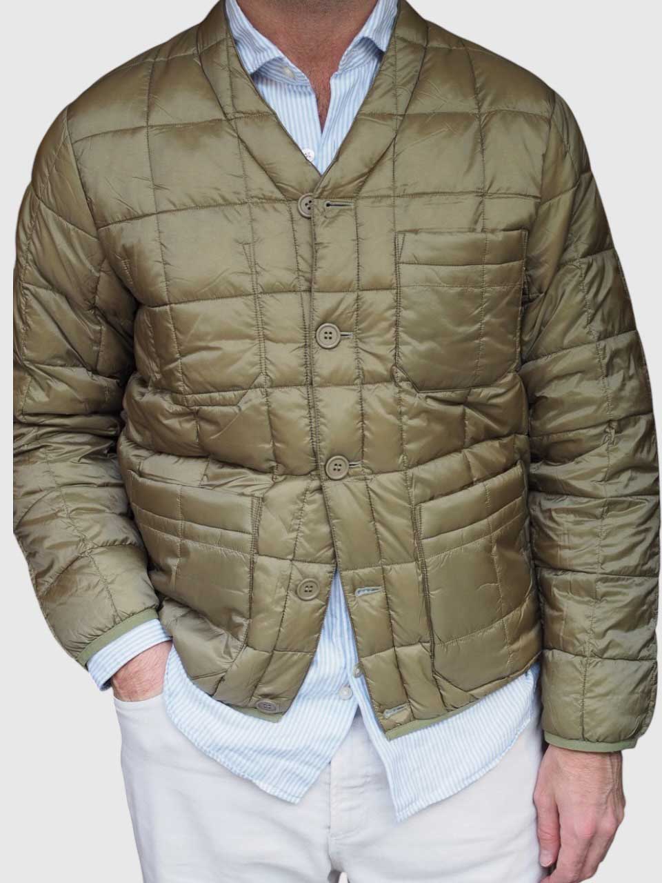 Universal Works Taion Down Cardigan Shell Green