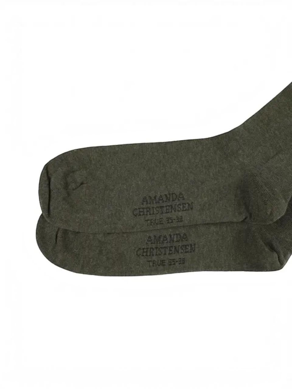 Amanda Christensen Ribbed Cotton Socks Olive Melange