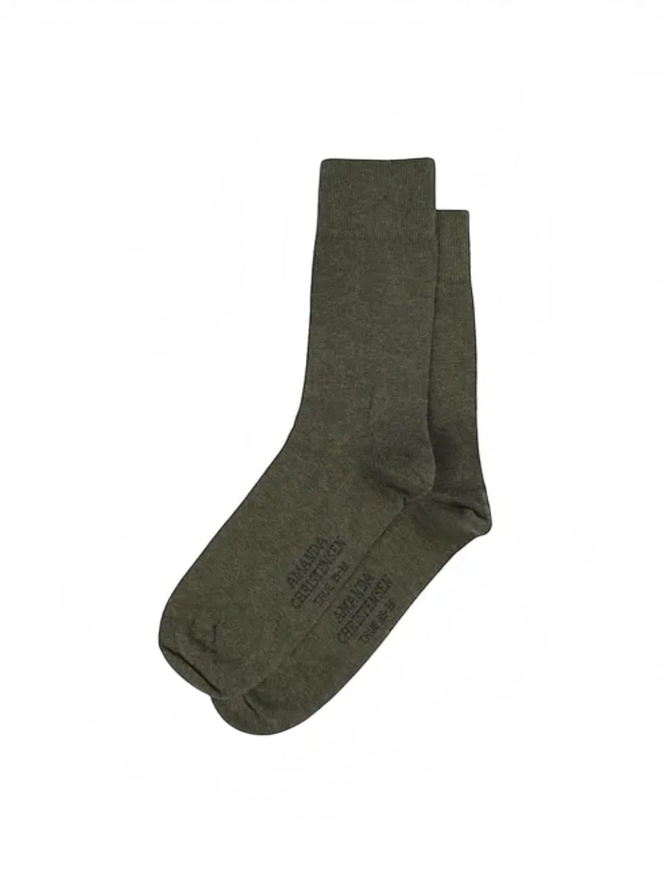 Amanda Christensen Ribbed Cotton Socks Olive Melange