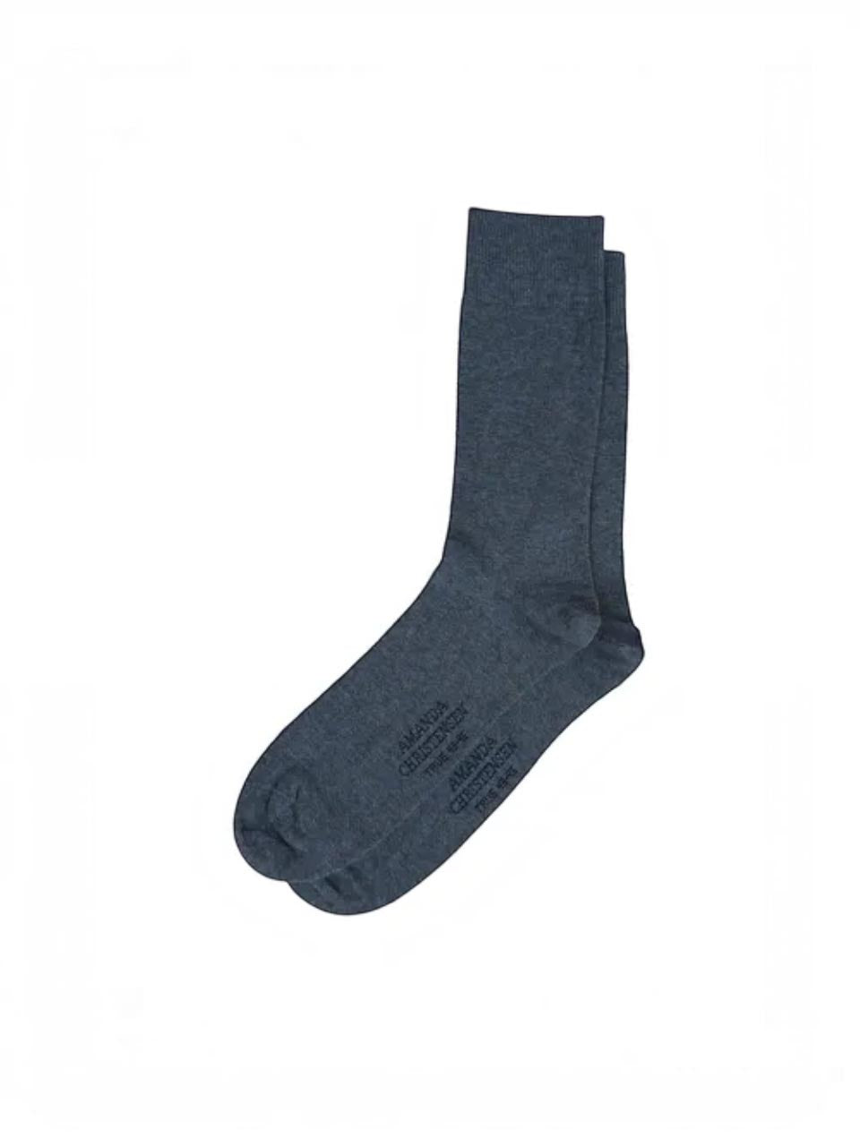 Amanda Christensen Ribbed Cotton Socks Denim Blue