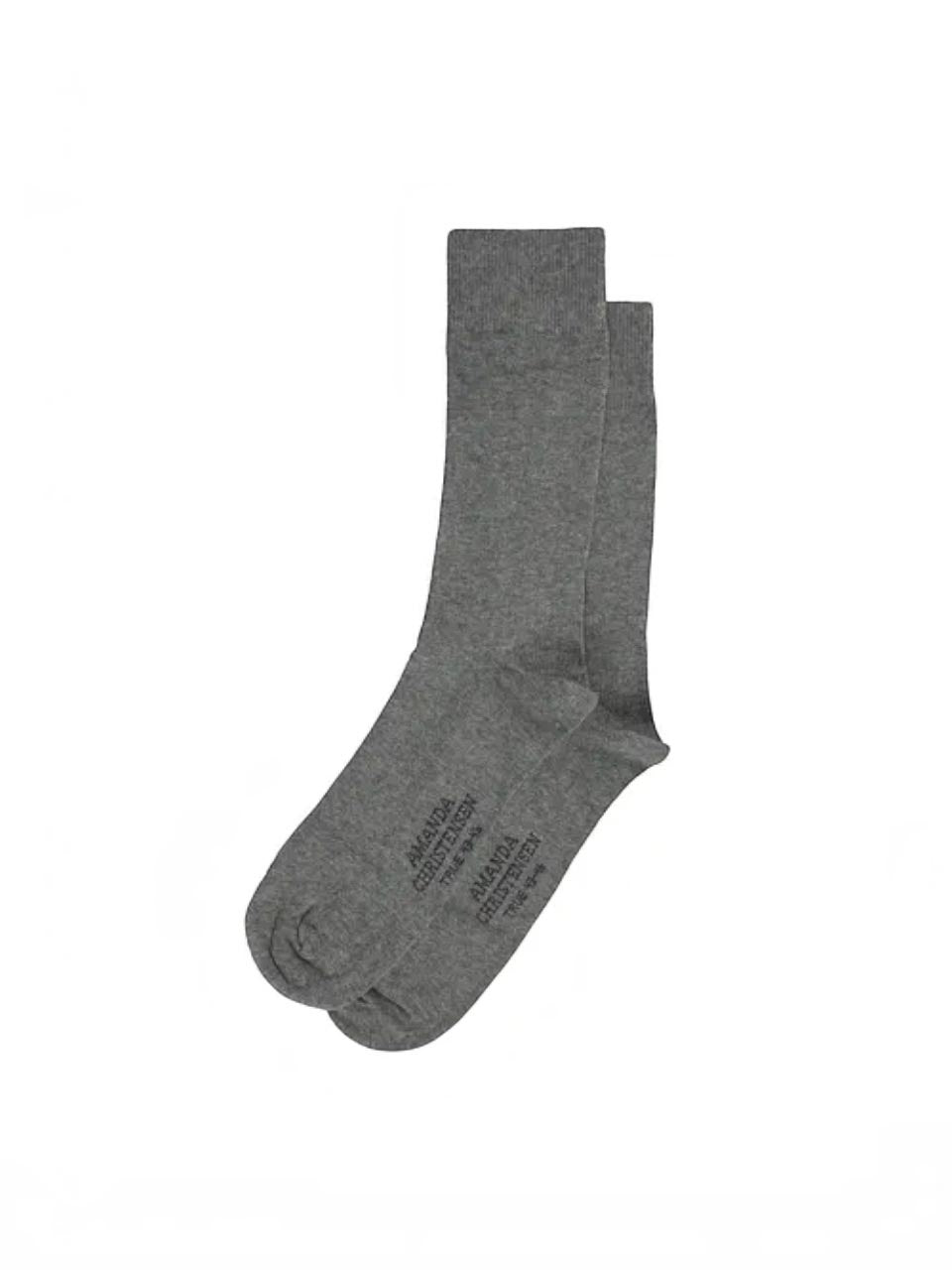 Amanda Christensen Ribbed Cotton Socks Grey Melange