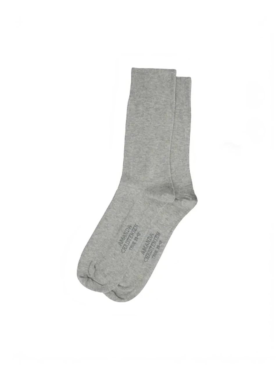 Amanda Christensen Ribbed Cotton Socks Lt Grey Melange