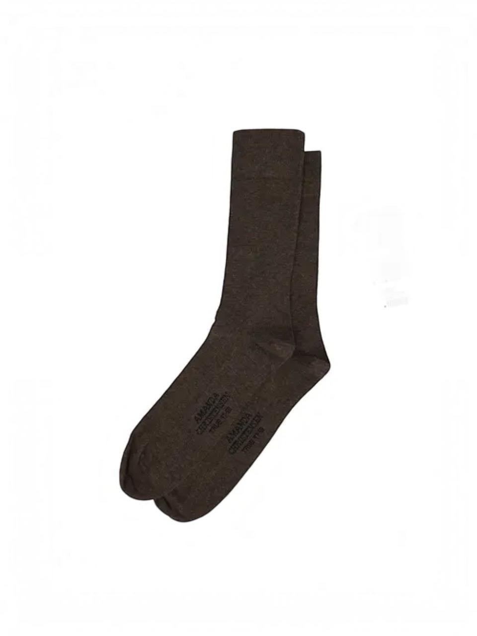 Amanda Christensen Ribbed Cotton Socks Brown Melange