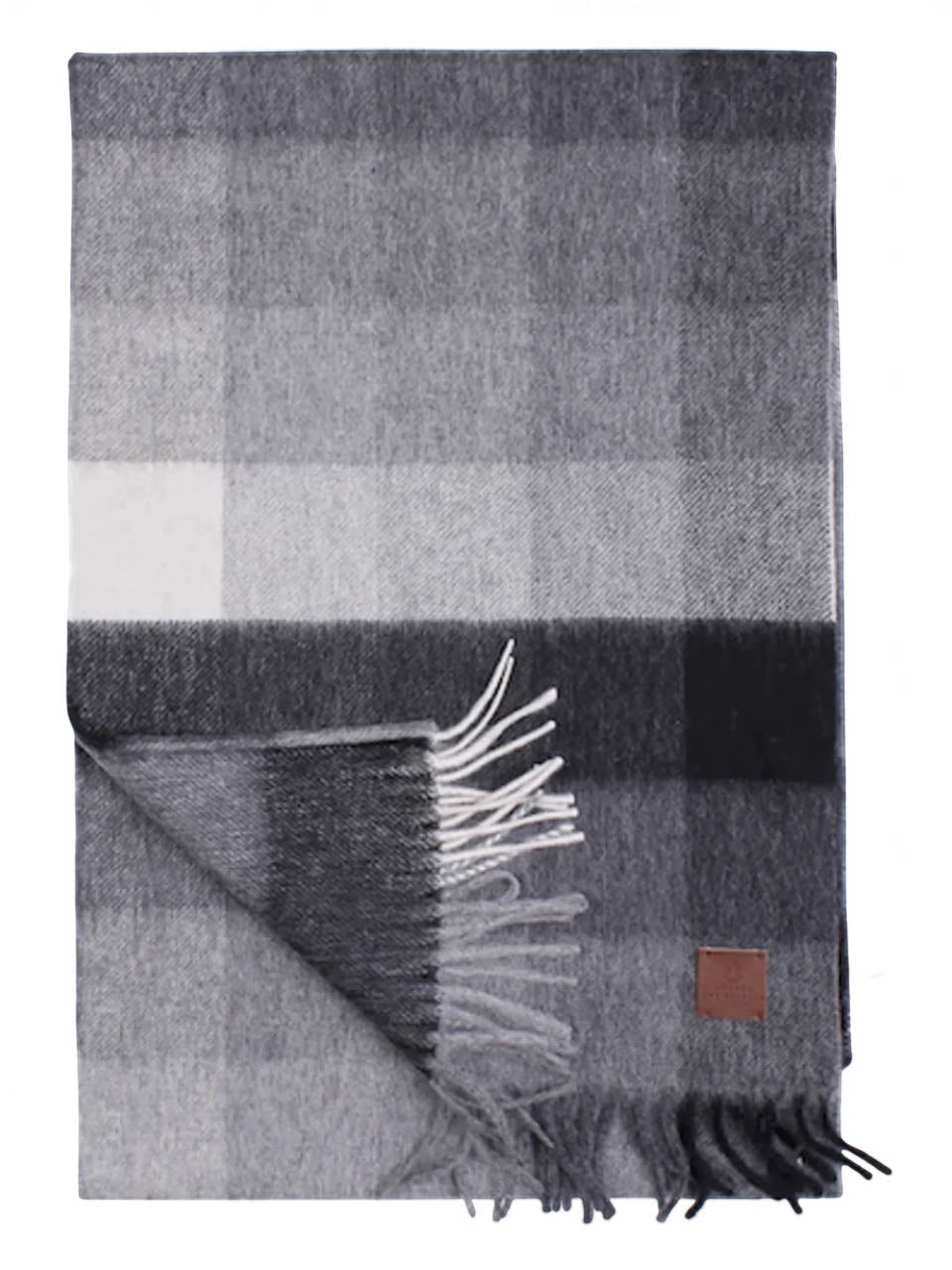 Amanda Christensen Checked wool scarf, 30 x 180 cm Black/Grey