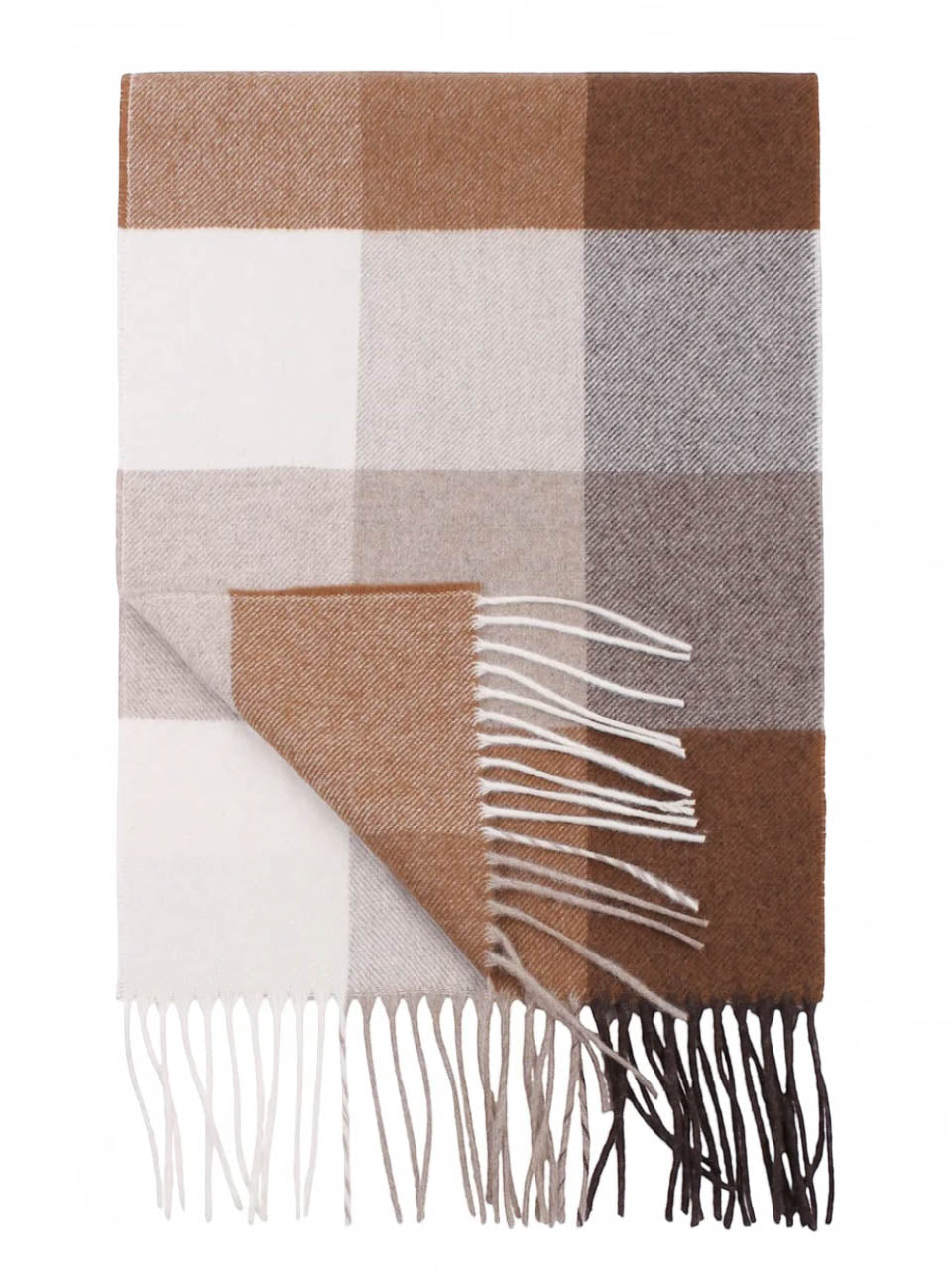 Amanda Christensen Checked wool scarf 30 x 180 cm Brown