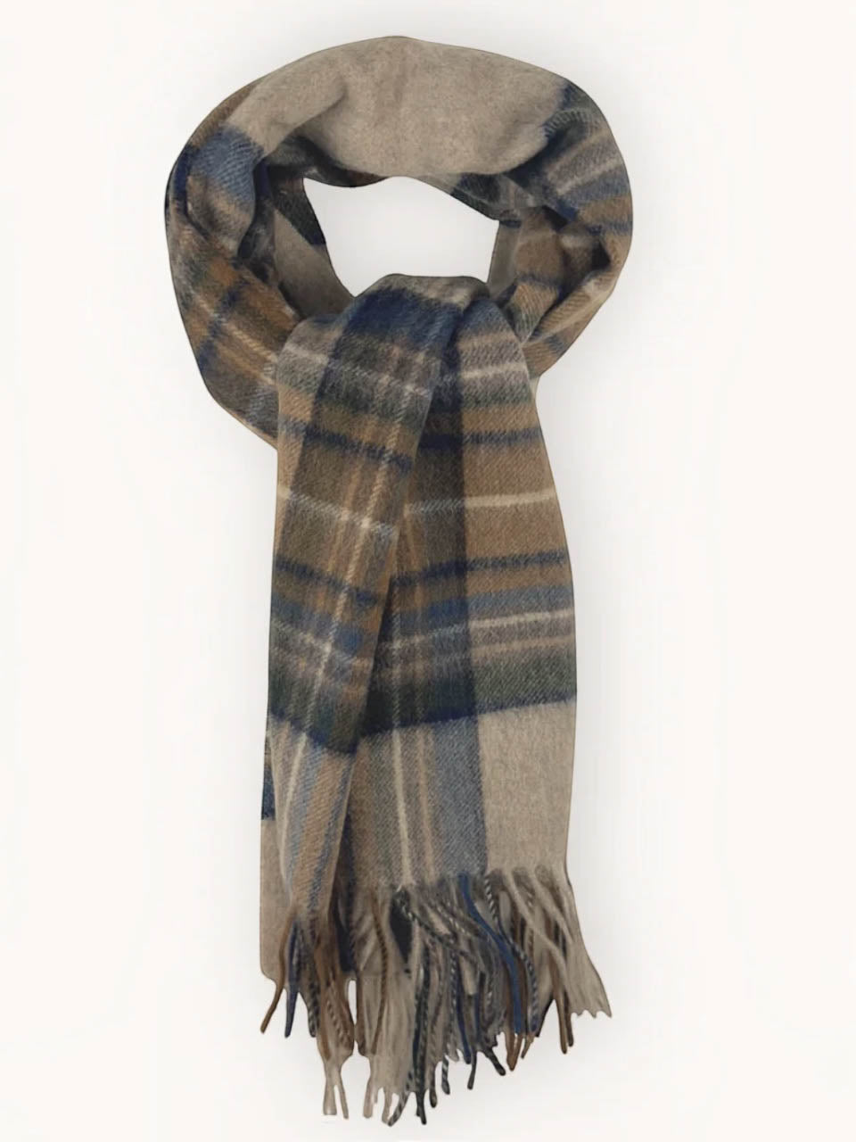 Portia 1924 Checked Beige Wool Scarf