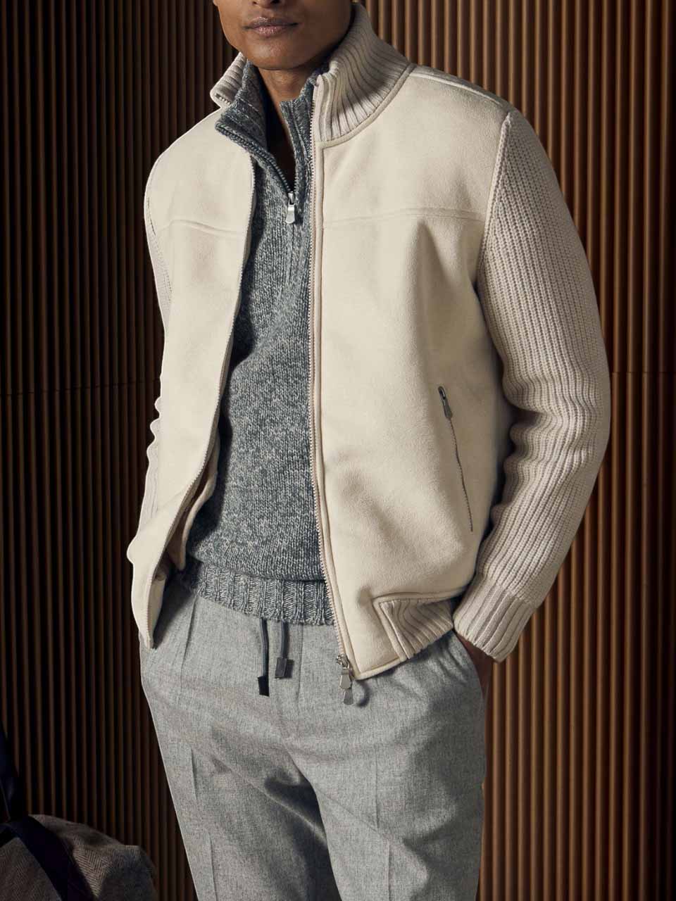 Gran sasso Knitted Hybrid Jacket Off White