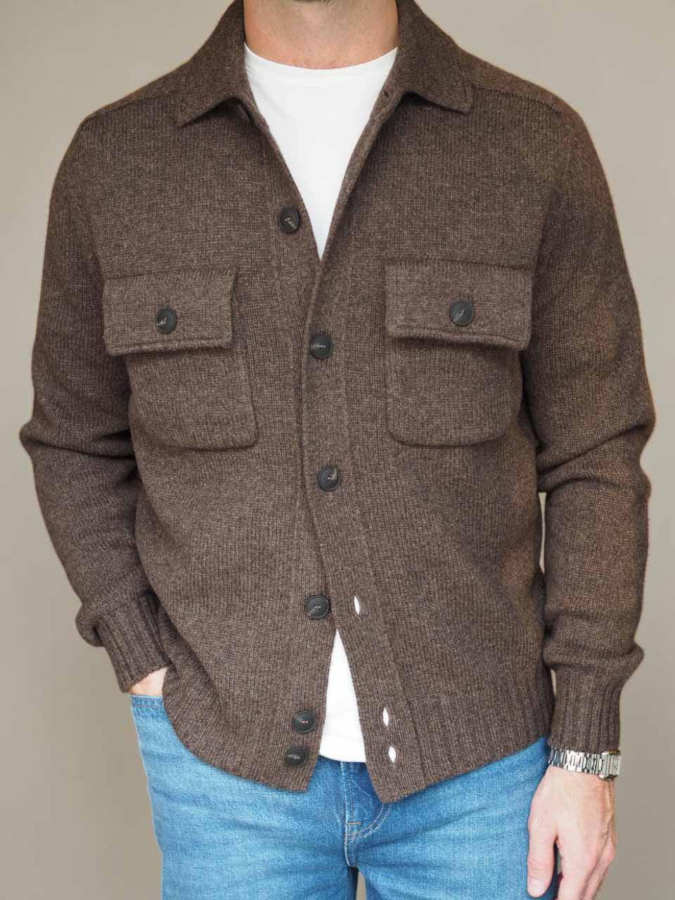 Gran Sasso Knitted Wool Overshirt Brown