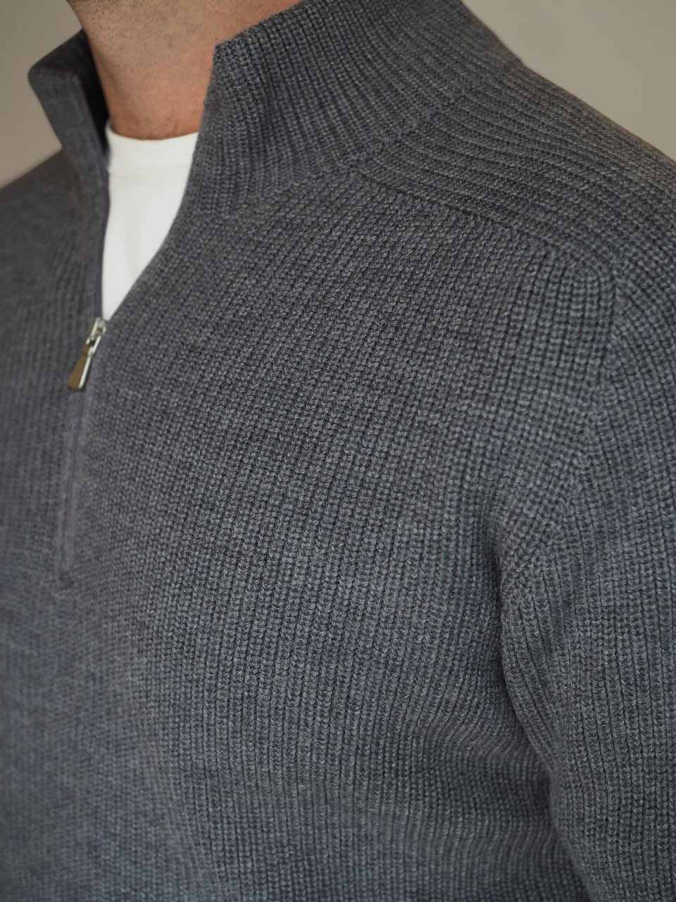 Gran Sasso Rainwool Half Zip Sweater Grey