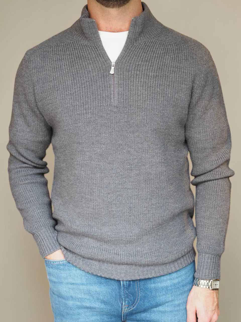 Gran Sasso Rainwool Half Zip Sweater Grey