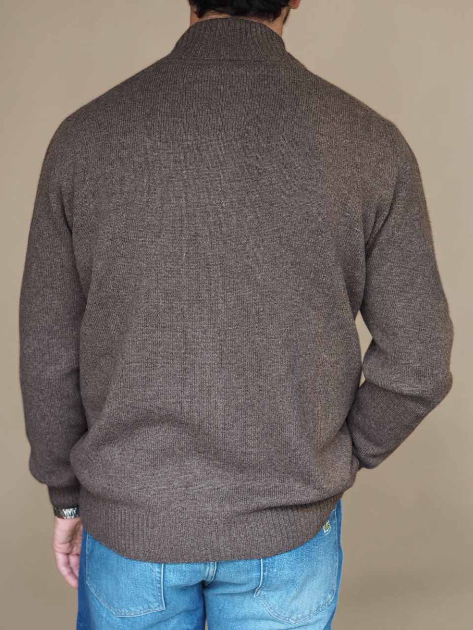 Gran Sasso Full Zip Wool Cashmere Sweater Brown