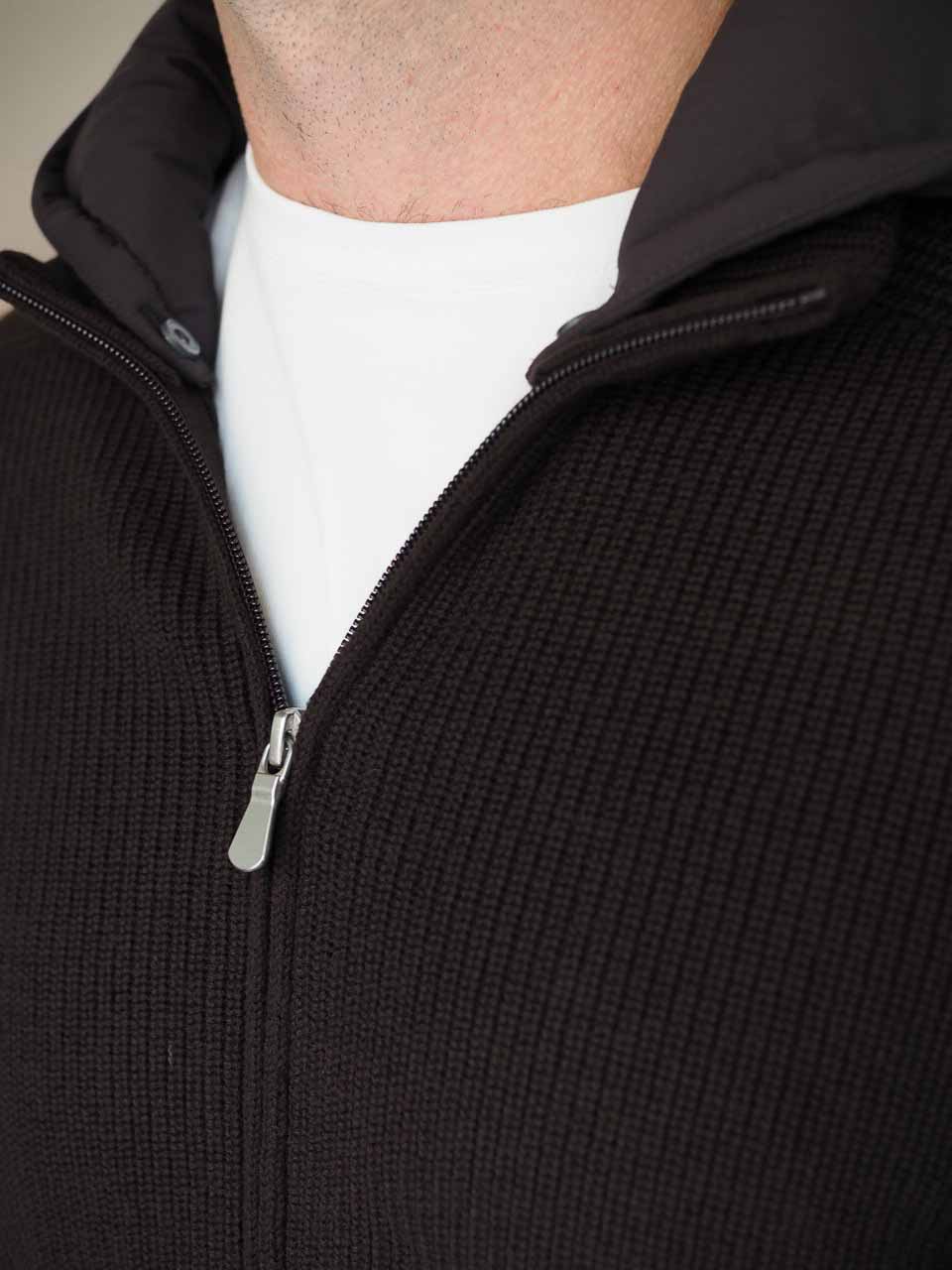 Gran Sasso Knitted Rain Wool Zip Jacket brown