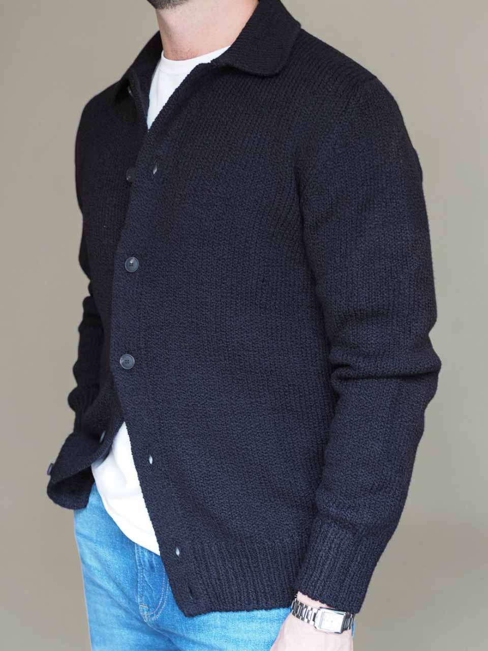 Gran Sasso Knitted Wool Cardigan Black