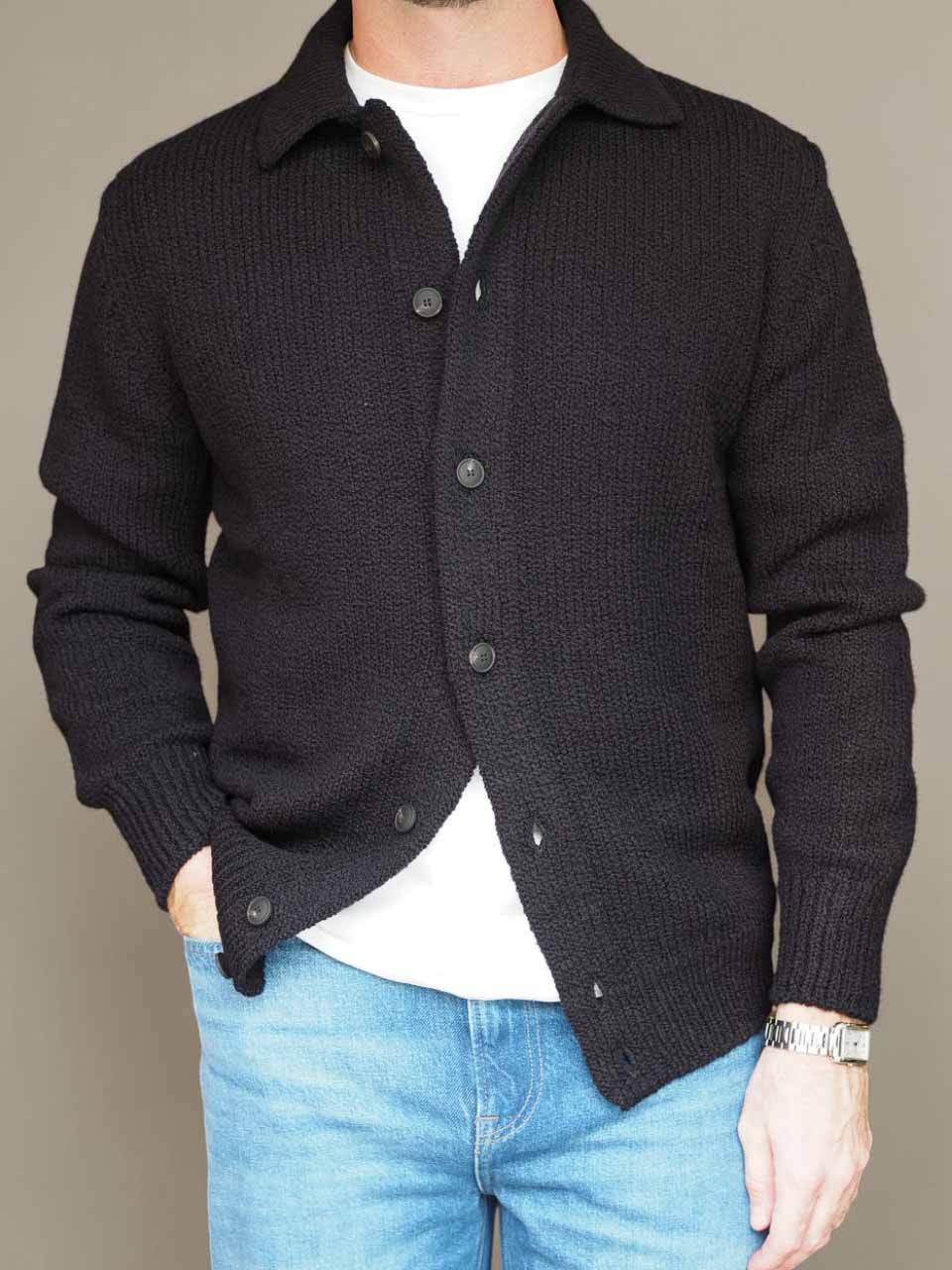 Gran Sasso Knitted Wool Cardigan Black