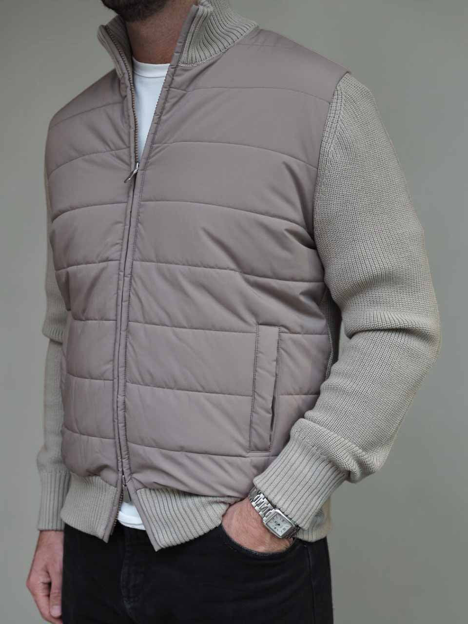 Gran sasso Knitted Hybrid Jacket Taupe