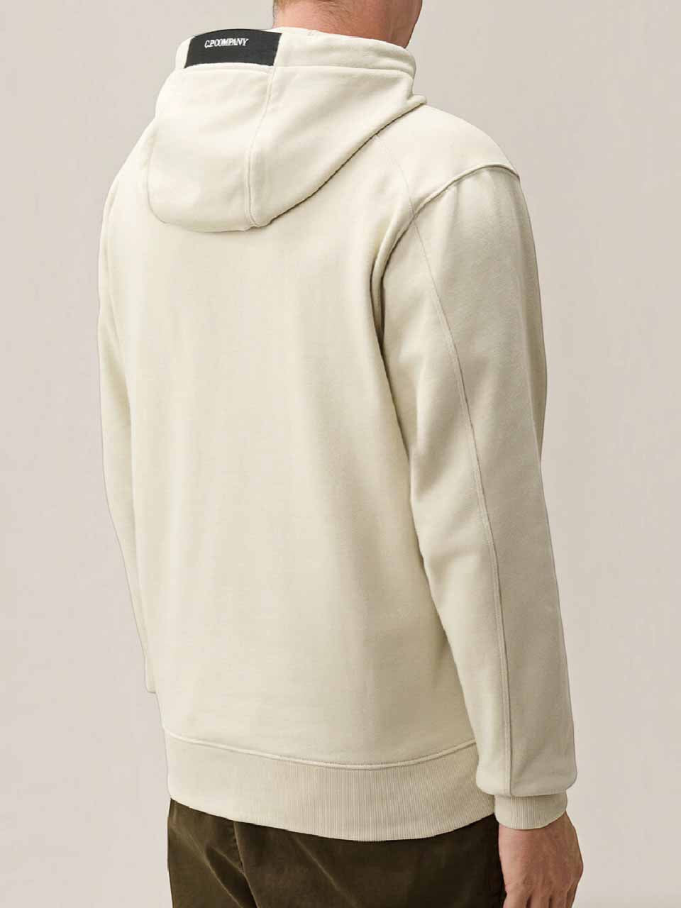 Half Zip Sweater Diagonal Raised Fleece White