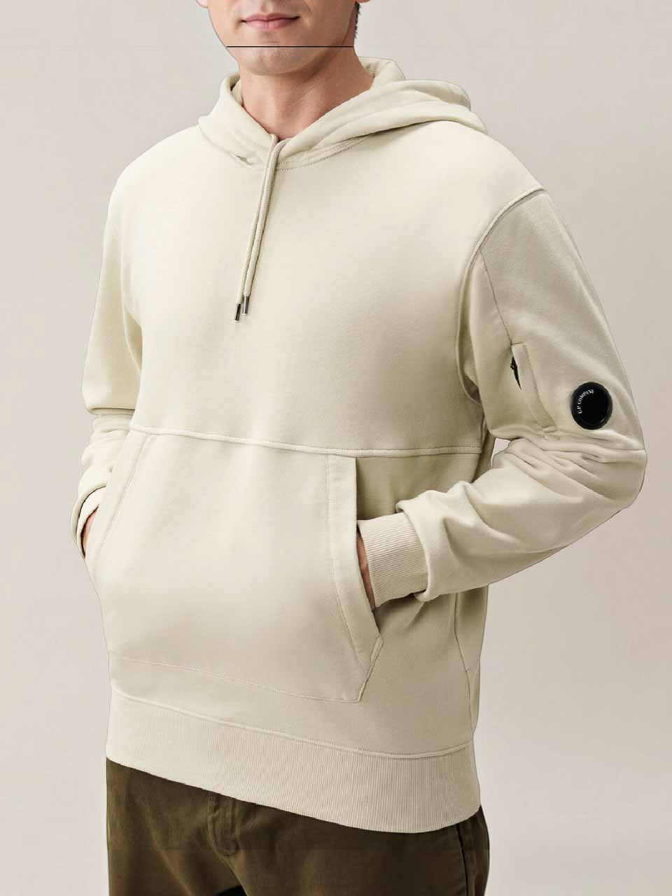 Half Zip Sweater Diagonal Raised Fleece White