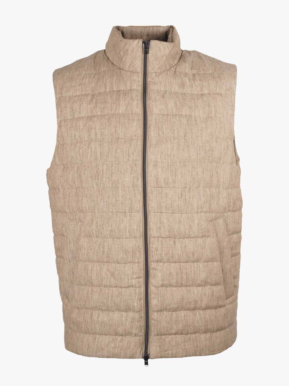 Herno Light Padded Linen Vest Sand