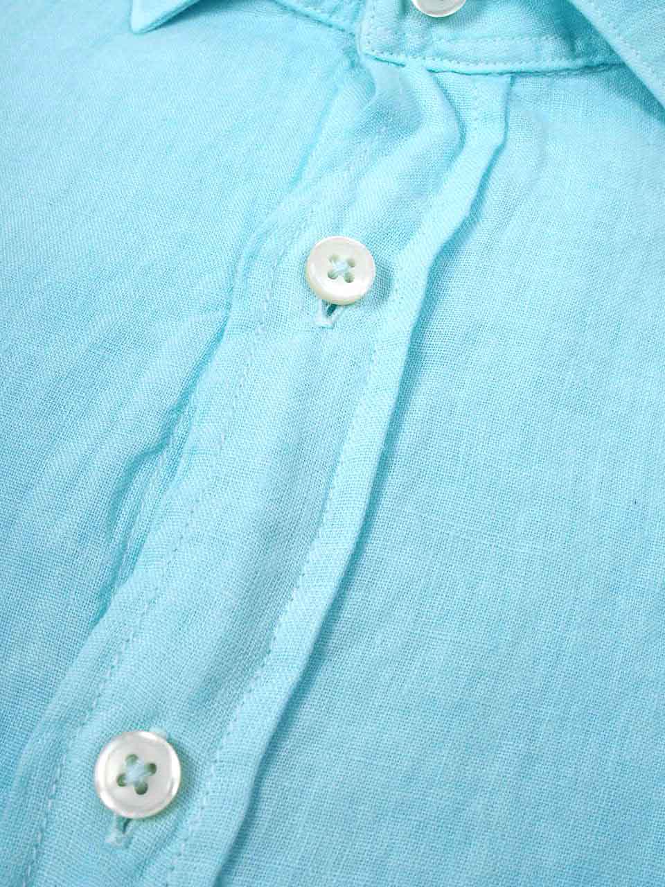Ghirardelli 1911 Washed Linen Shirt Turquoise