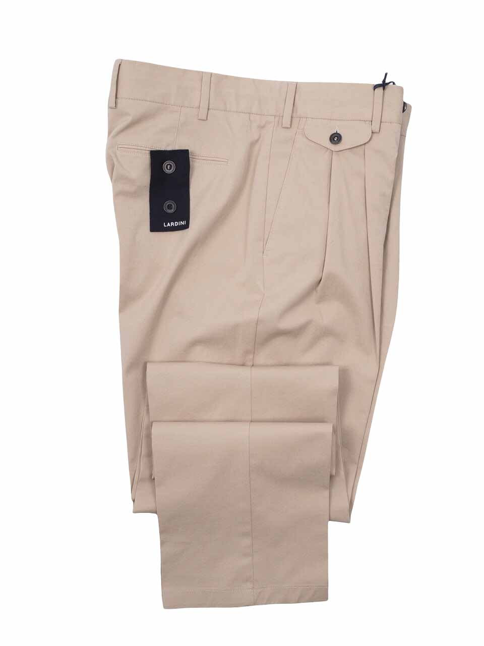 Lardini Washed Cotton Trousers With Pleats Beige