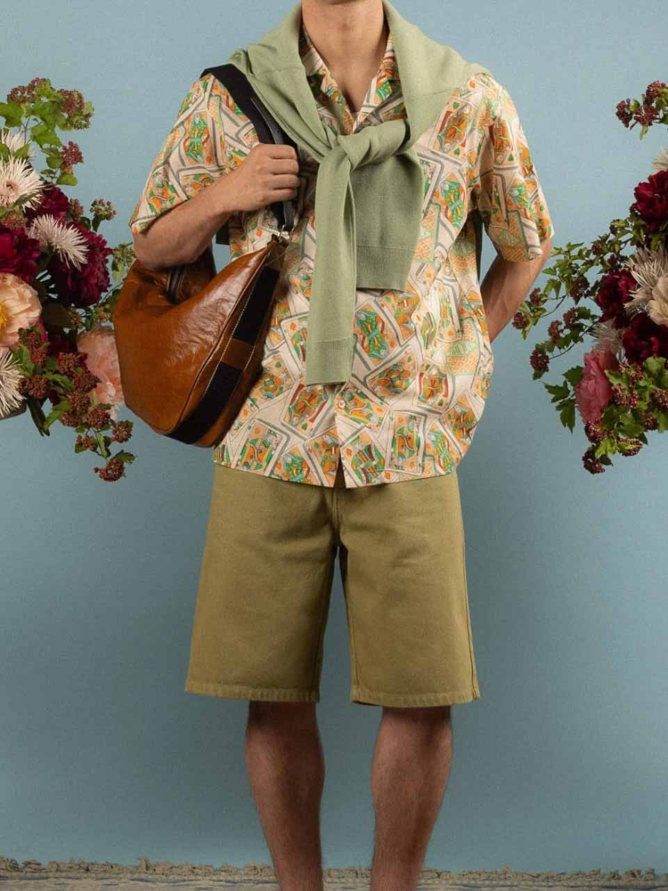 Drôle De Monsieur Short Sleeve Card Shirt Peach