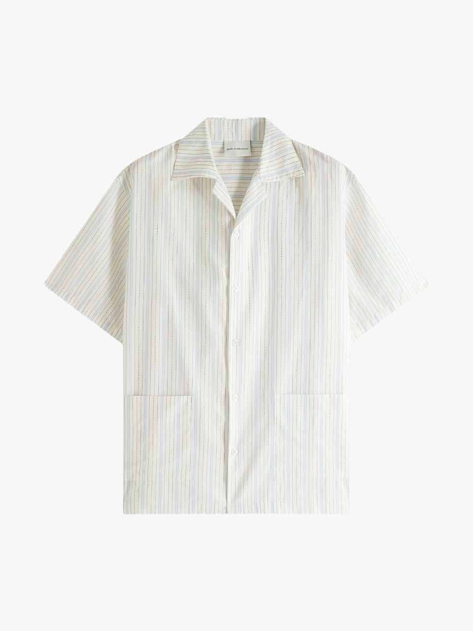 Drôle De Monsieur Striped Bowling Shirt Light Blue