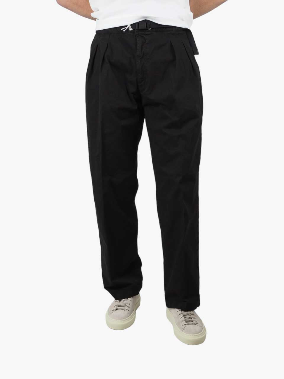 White Sand Loose Fit Drawstring Trousers Black