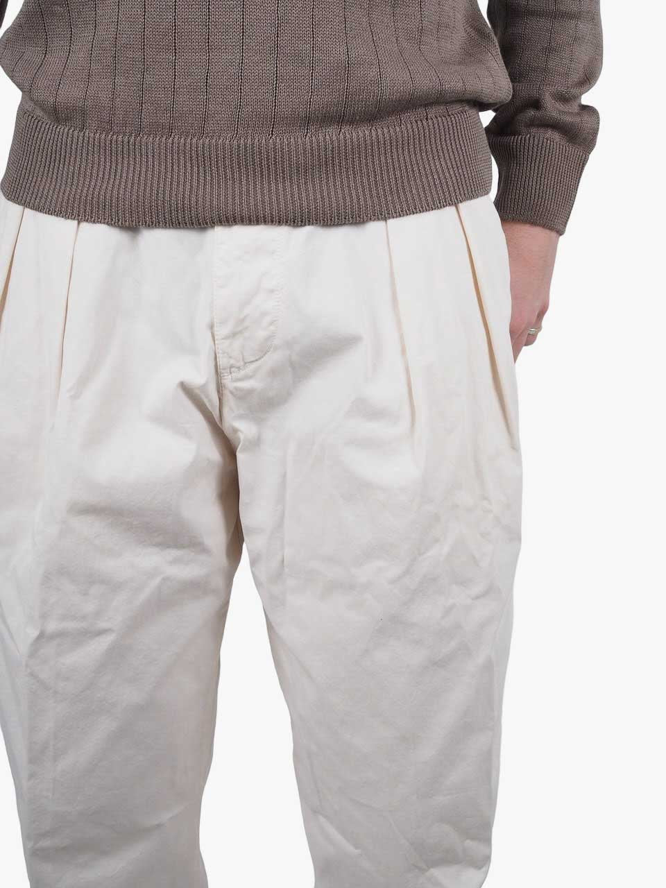 White Sand Loose Fit Drawstring Trousers Off White