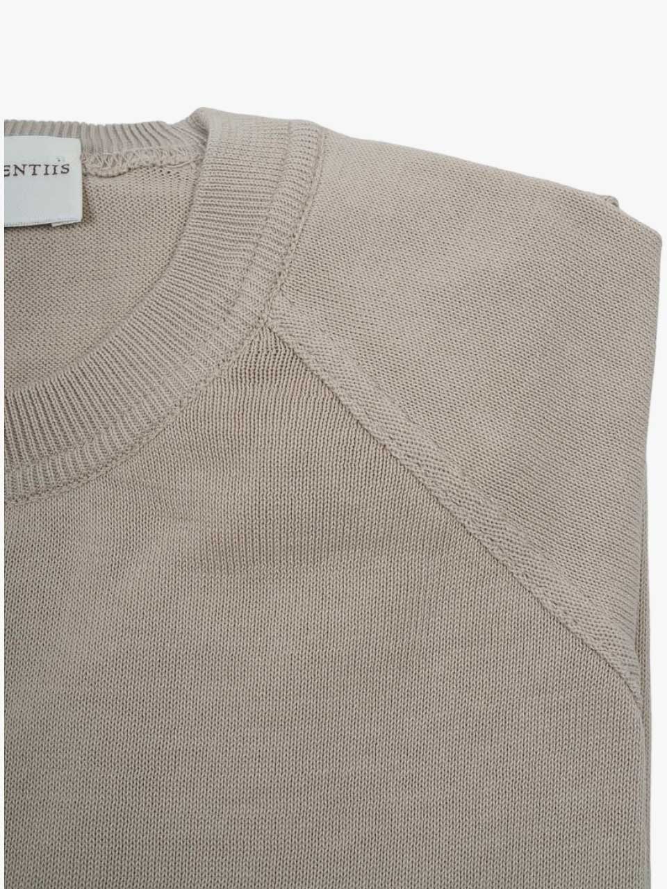 Crepe Cotton Crew Neck Beige