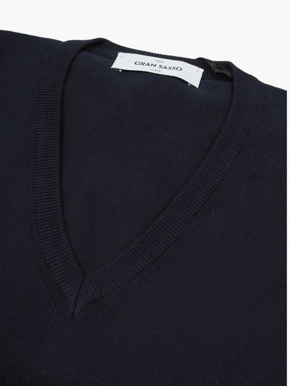 Cotton V-Neck Sweater Navy
