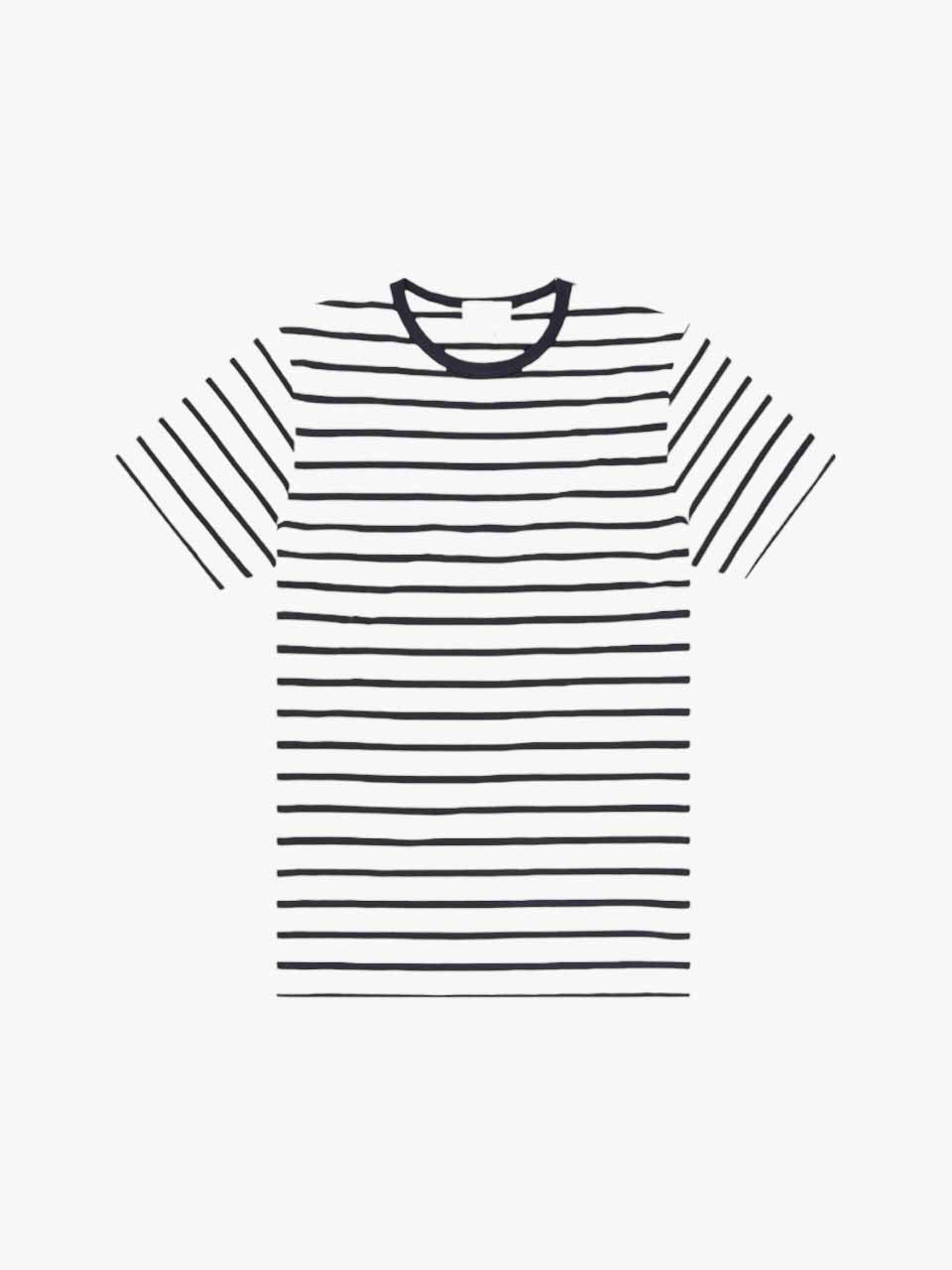 Sunspel Striped Crew Neck Cotton T-Shirt Navy White
