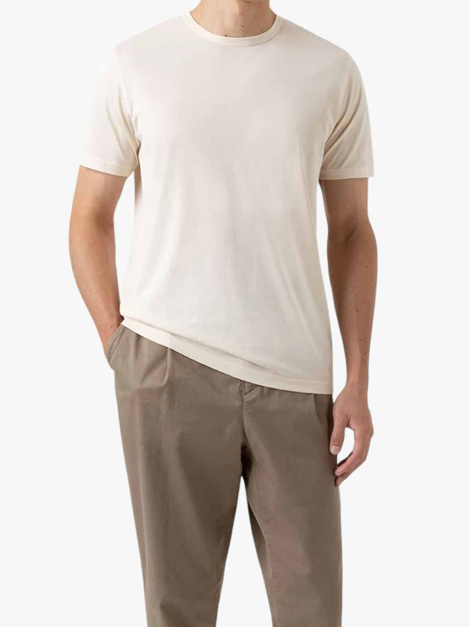 Sunspel Crew Neck Cotton T-Shirt Undyed