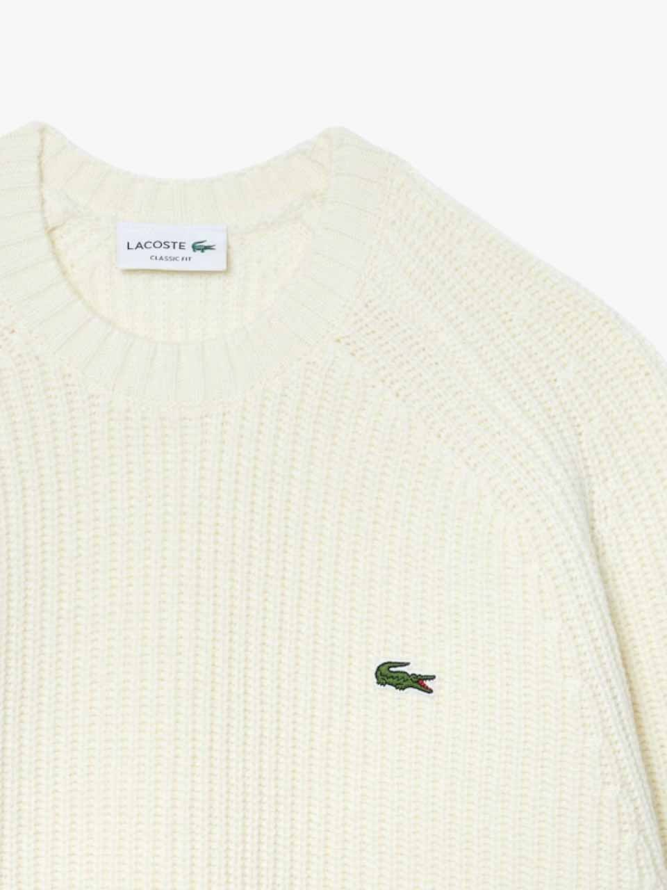 Lacoste Wool Crew Neck Sweater White