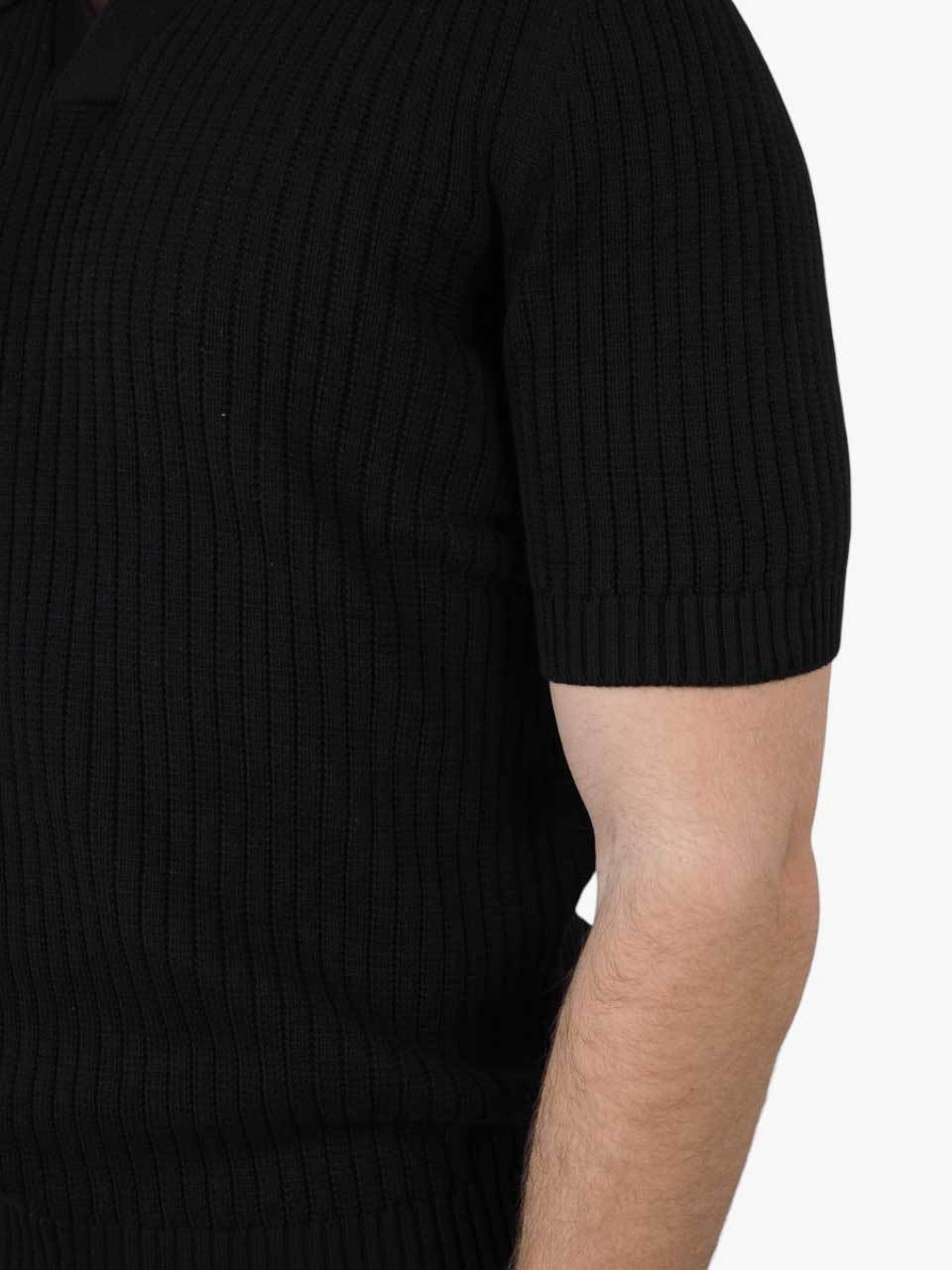 Knitted Cotton Polo Black