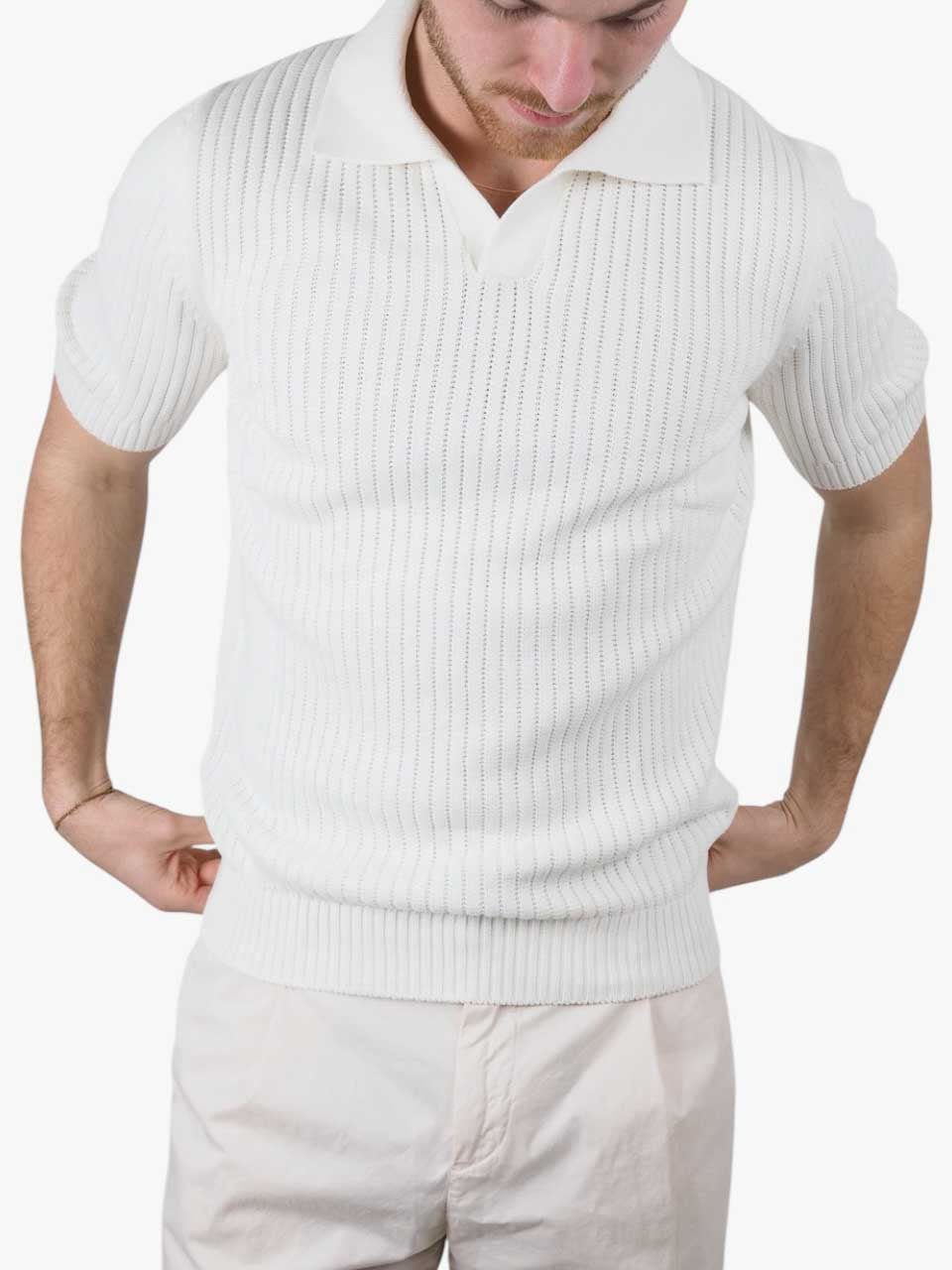Knitted Cotton Polo White