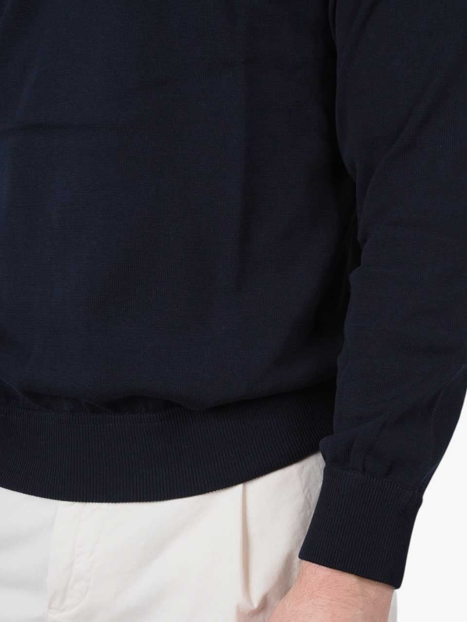 Crepe Cotton Crew Neck Navy
