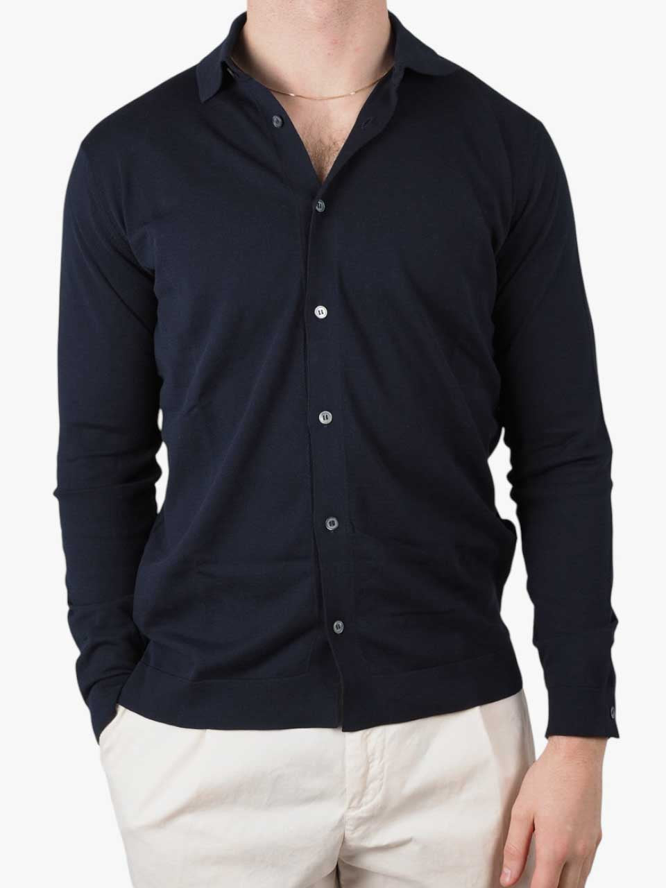 Crepe Cotton Shirt Navy