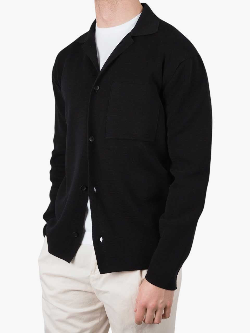 Crepe Cotton Overshirt Black