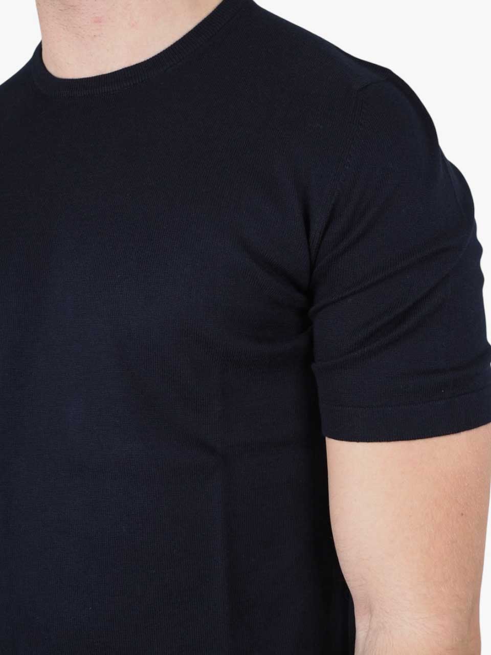 Knitted Cotton T-Shirt Navy