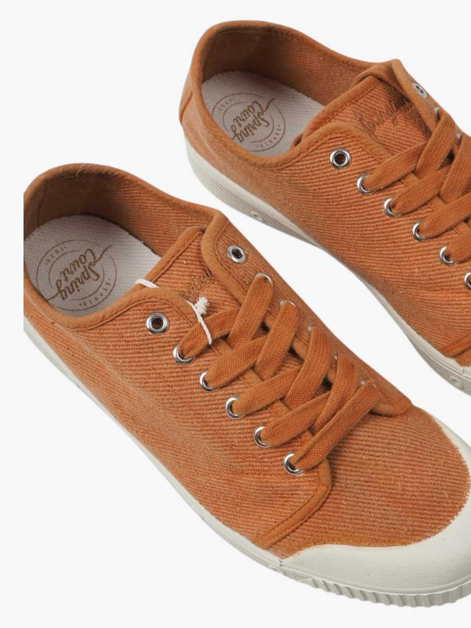 Washed Heavy Twill Canvas Trainer Shoe Orange
