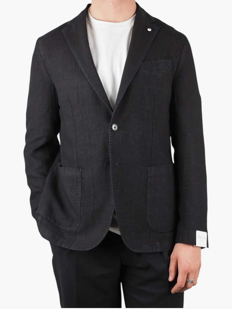 Linen Jacket Notch Lapel Black