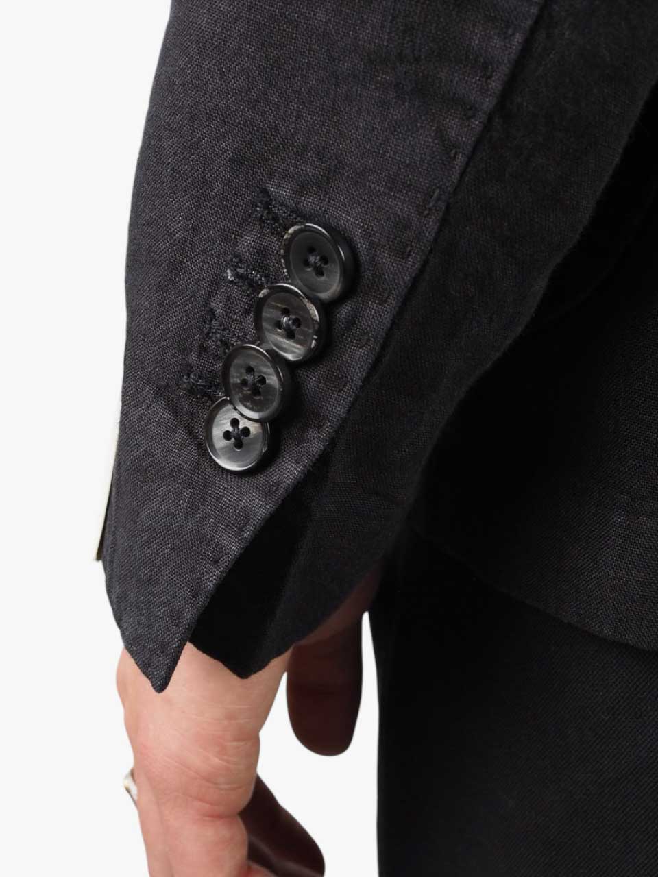 Linen Jacket Notch Lapel Black