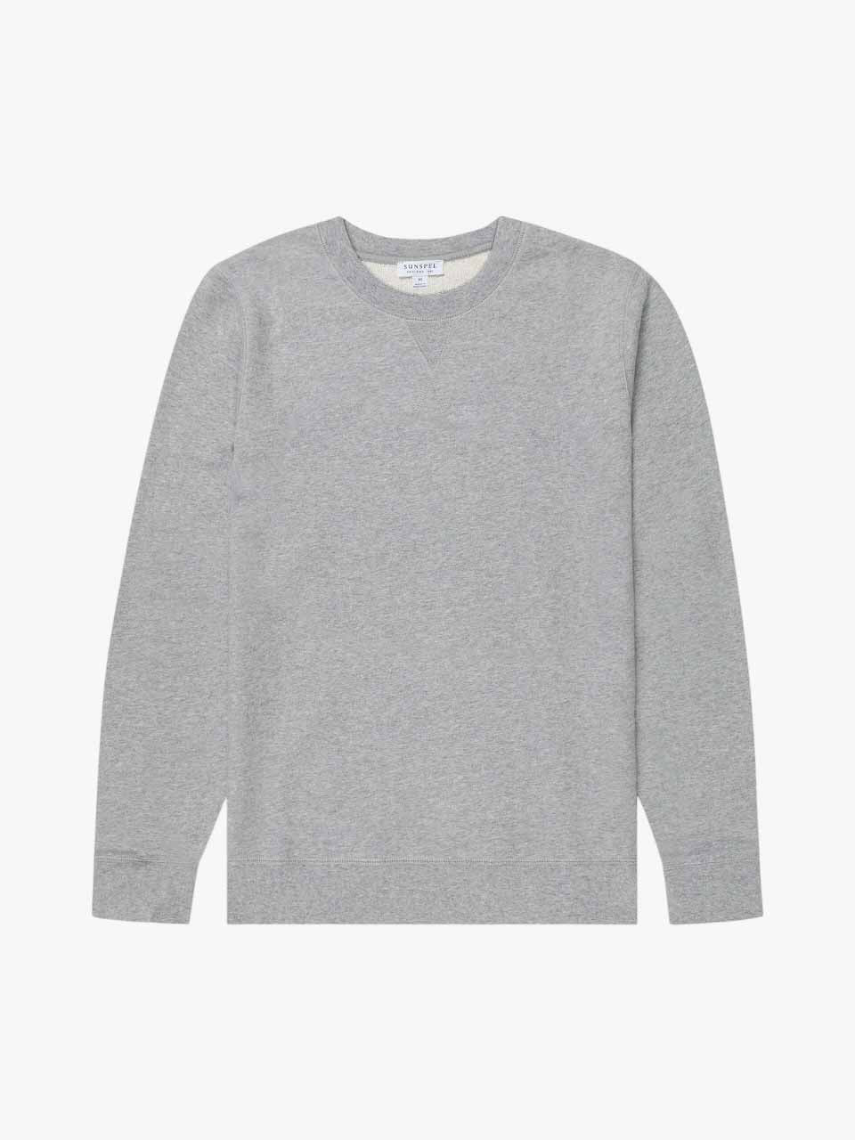 Sunspel Cotton Loopback Sweatshirt In Grey Melange