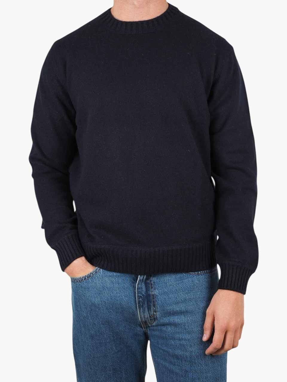 Felted Cashmere Sweater Navy