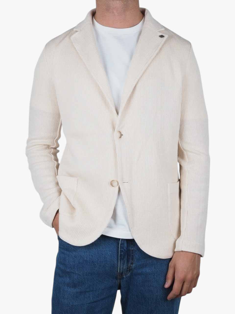 Knitted Linen Cotton Blazer Cream